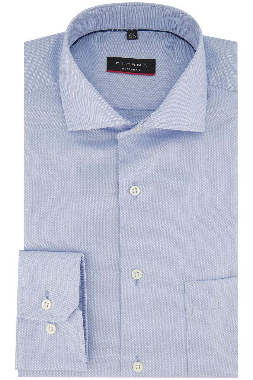 Eterna business overhemd Modern Fit lichtblauw geprint katoen normale fit