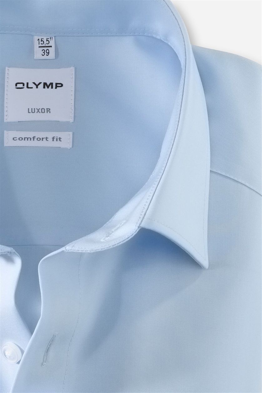 Olymp overhemd mouwlengte 7 Luxor Comfort Fit blauw effen katoen wijde fit