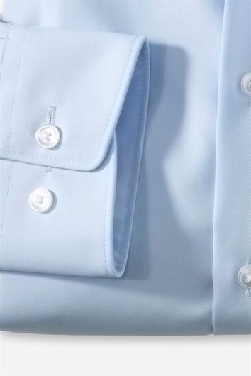 Olymp overhemd mouwlengte 7 Luxor Comfort Fit wijde fit blauw effen katoen