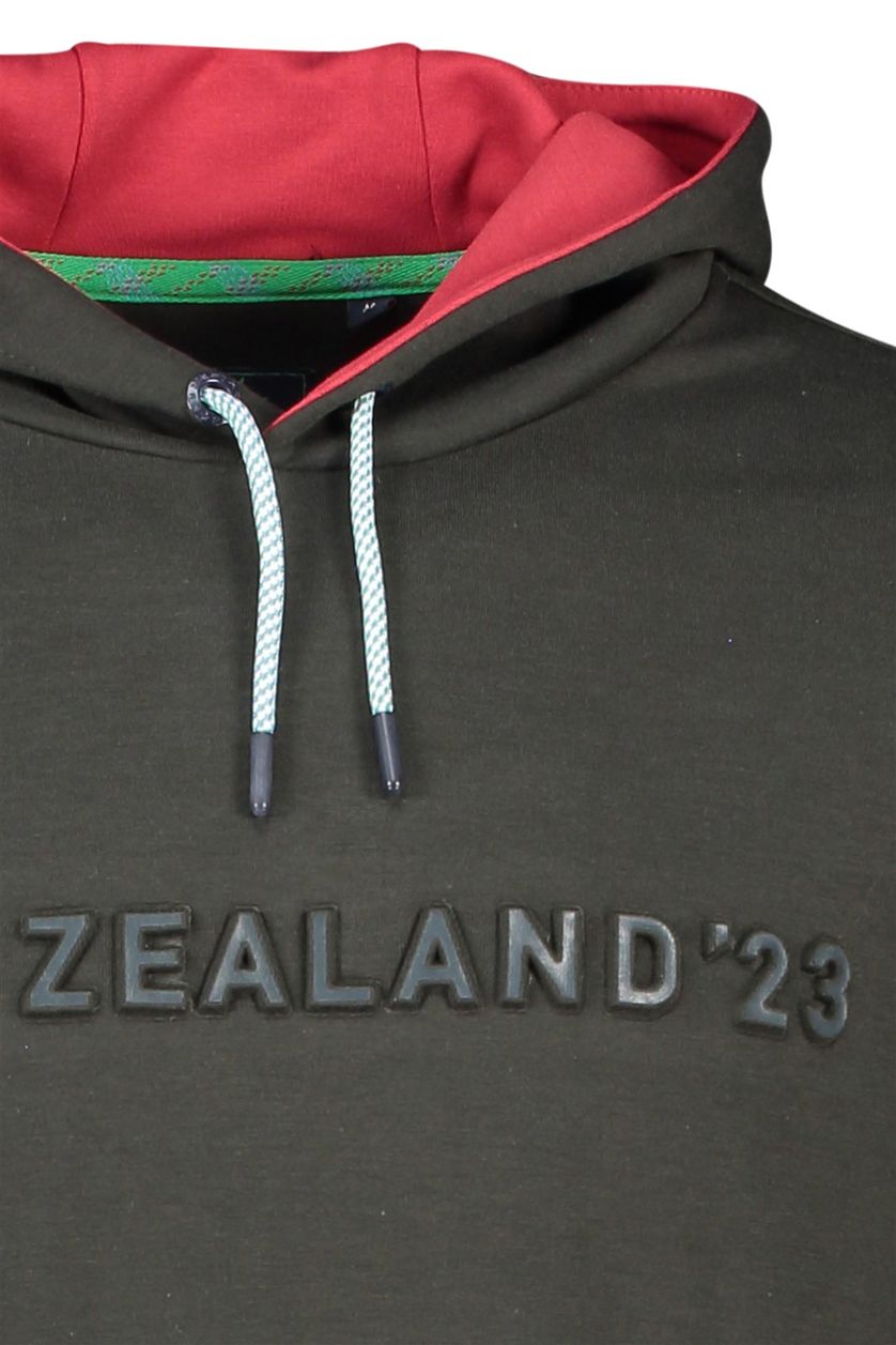 New Zealand sweater groen Oruru effen ronde hals 