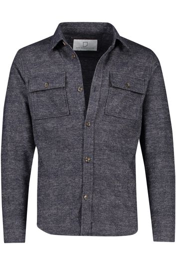 Born With Appetite casual overhemd slim fit donkerblauw geruit 