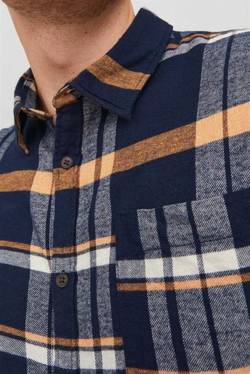Jack & Jones casual overhemd Plus Size wijde fit donkerblauw geruit katoen