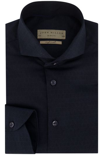John Miller business overhemd John Miller Slim Fit slim fit donkerblauw effen katoen