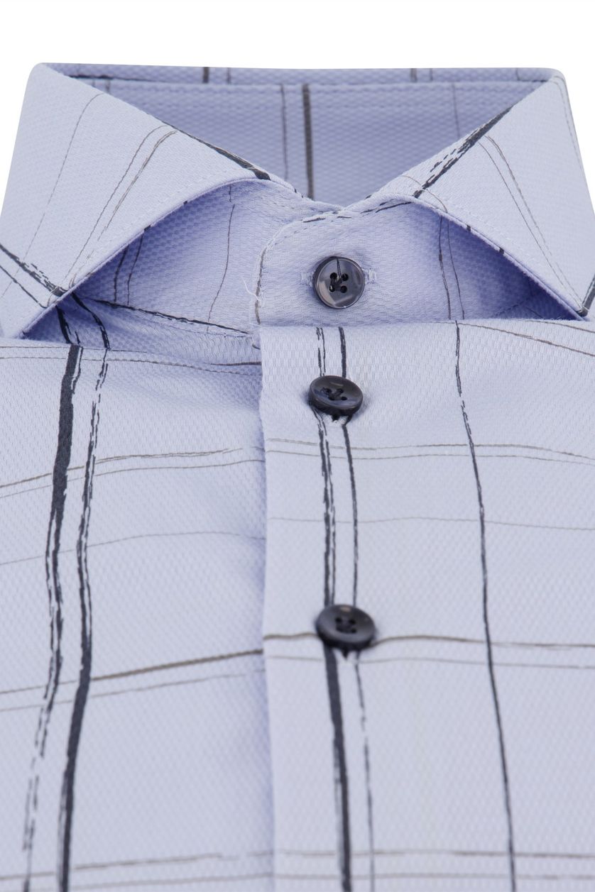 John Miller business overhemd slim fit blauw geruit katoen