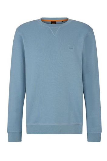 sweater Hugo Boss blauw effen katoen 