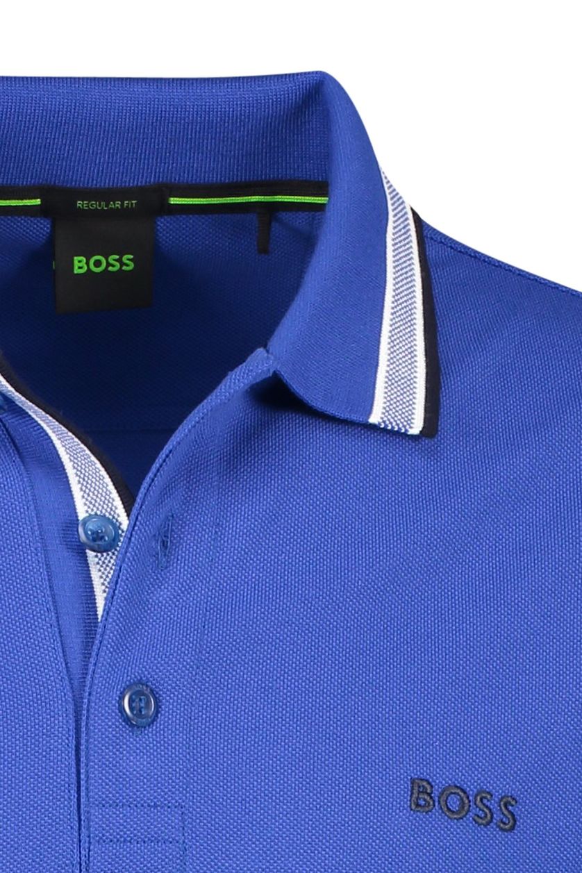 Hugo Boss poloshirt blauw effen katoen normale fit