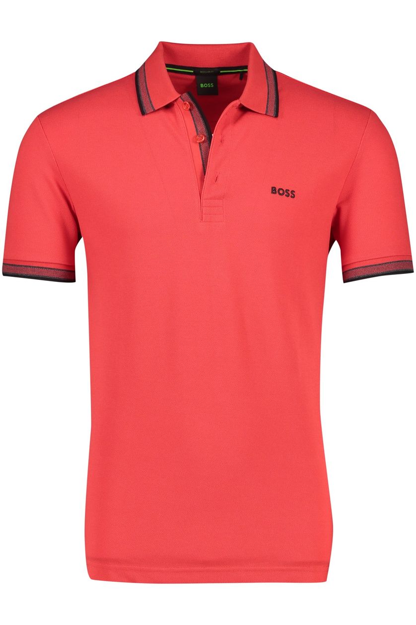 Hugo Boss poloshirt met logo rood effen katoen normale fit