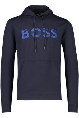 Hugo Boss Hugo Boss sweater hoodie blauw effen katoen