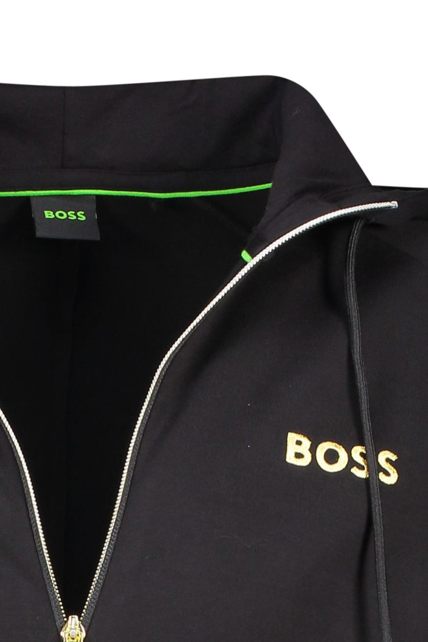 Hugo Boss vest zwart effen katoen rits