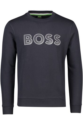 Hugo Boss sweater 100% katoen ronde hals navy effen
