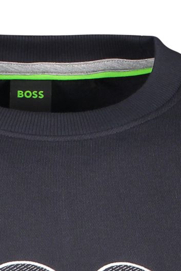 Hugo Boss sweater 100% katoen ronde hals navy effen