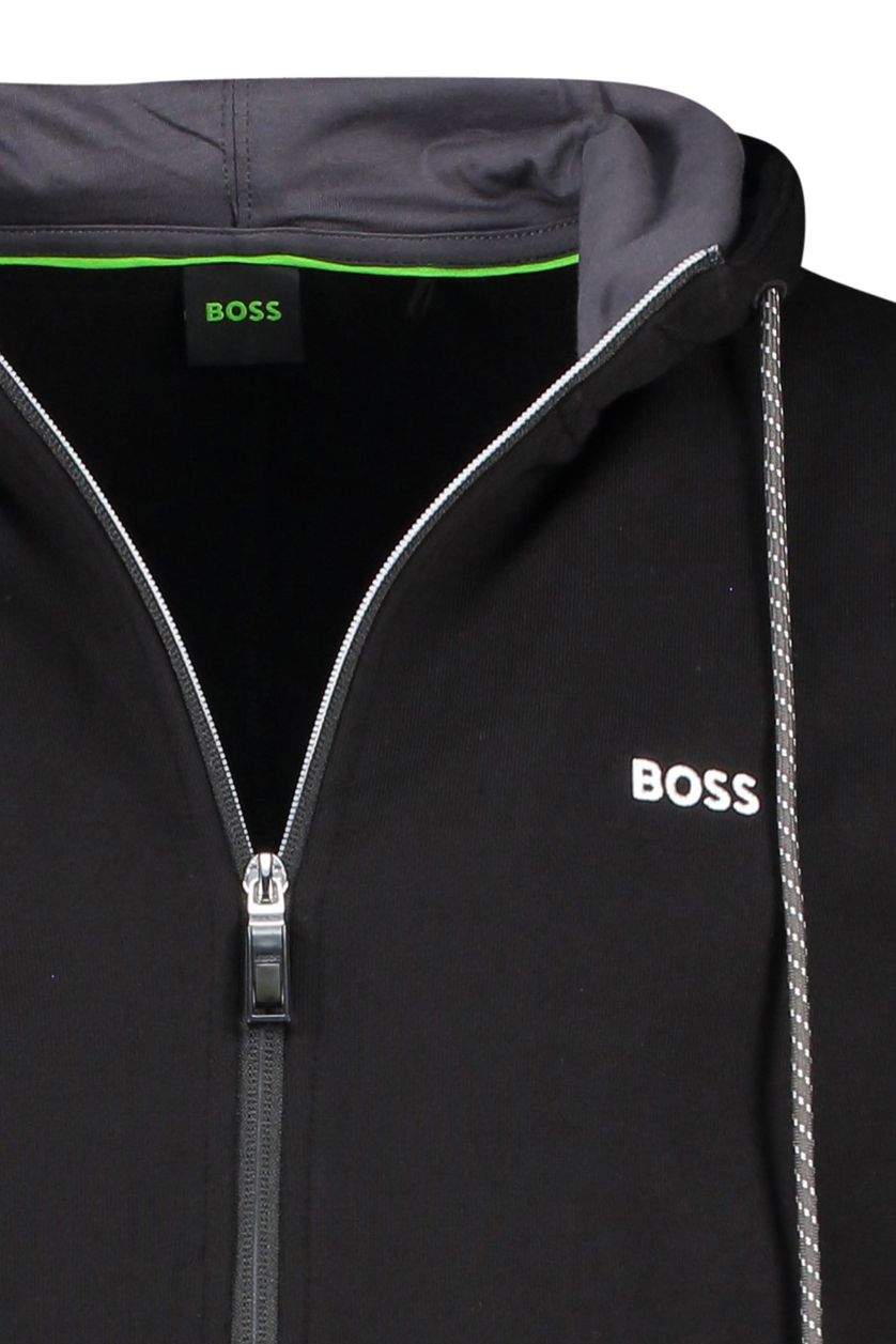 Hugo Boss vest zwart effen katoen opstaande kraag rits