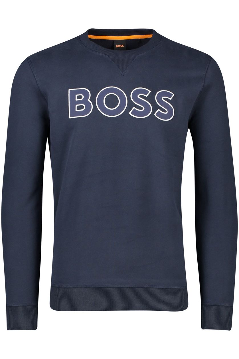 Hugo Boss sweater donkerblauw ronde hals met opdruk