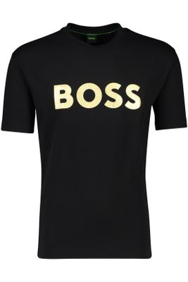 Hugo Boss t-shirt Hugo Boss ronde hals zwart gouden letters