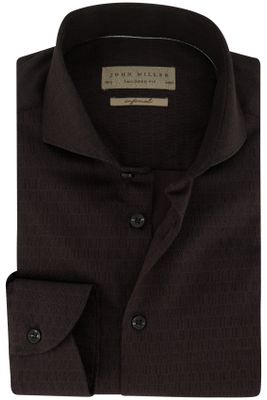 John Miller John Miller business overhemd John Miller Tailored Fit normale fit zwart effen katoen