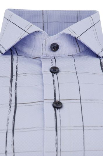 John Miller business overhemd John Miller Tailored Fit normale fit lichtblauw geruit katoen