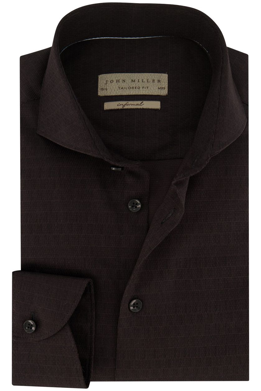 John Miller zakelijk zwart overhemd Tailored Fit  effen katoen