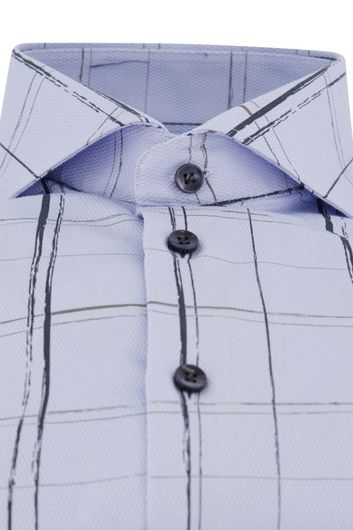 casual overhemd mouwlengte 7 John Miller blauw geruit katoen slim fit 