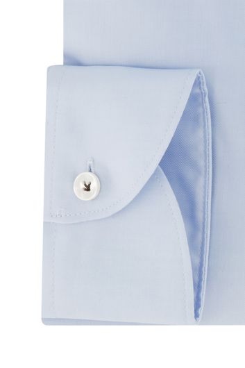 John Miller overhemd mouwlengte 7 John Miller Tailored Fit normale fit lichtblauw effen katoen
