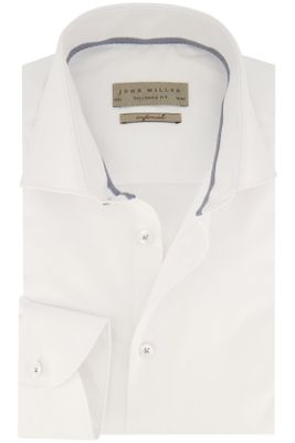 John Miller John Miller overhemd mouwlengte 7 John Miller Tailored Fit normale fit wit effen katoen