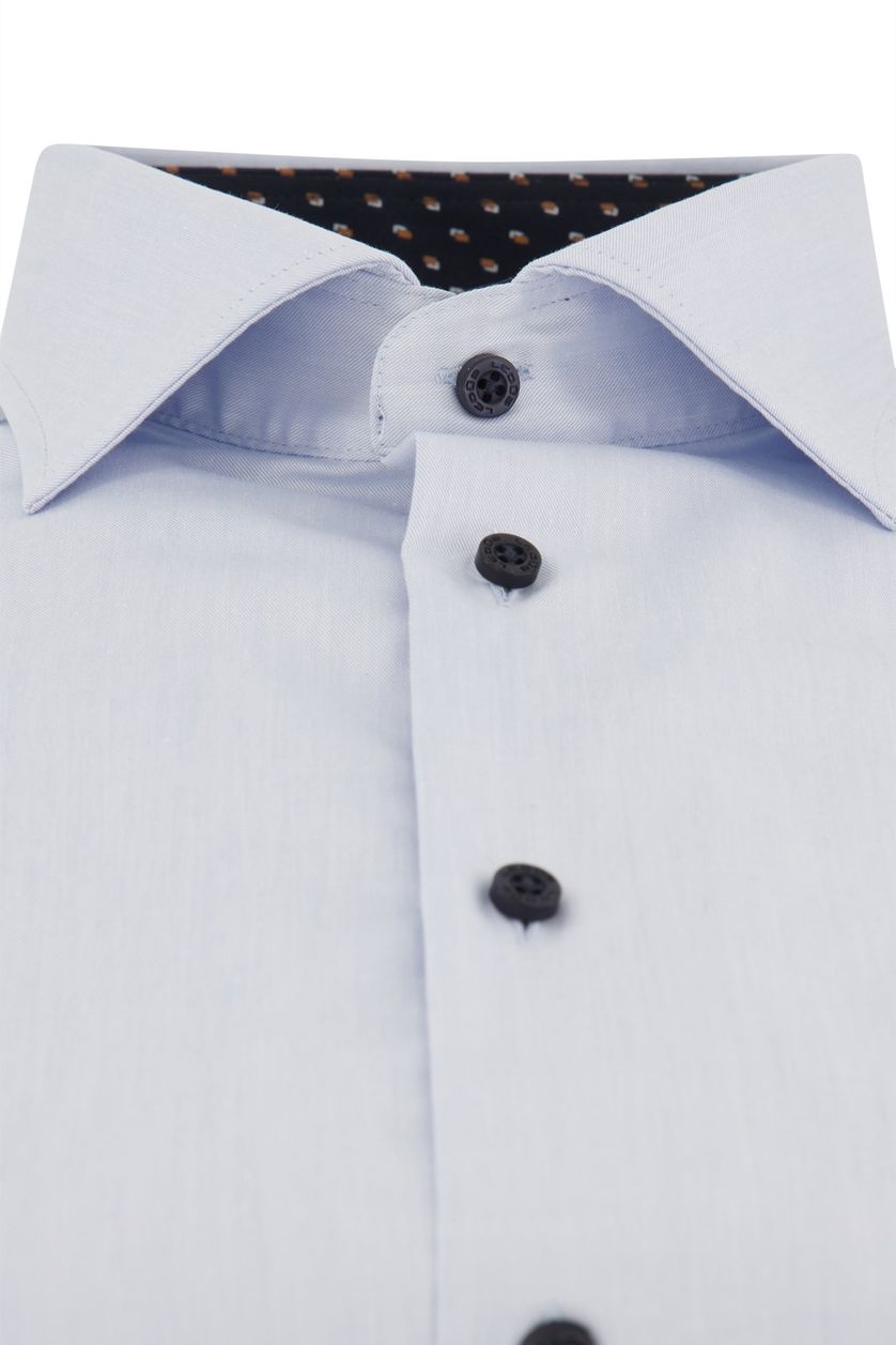Ledub business overhemd lichtblauw effen katoen borstzak