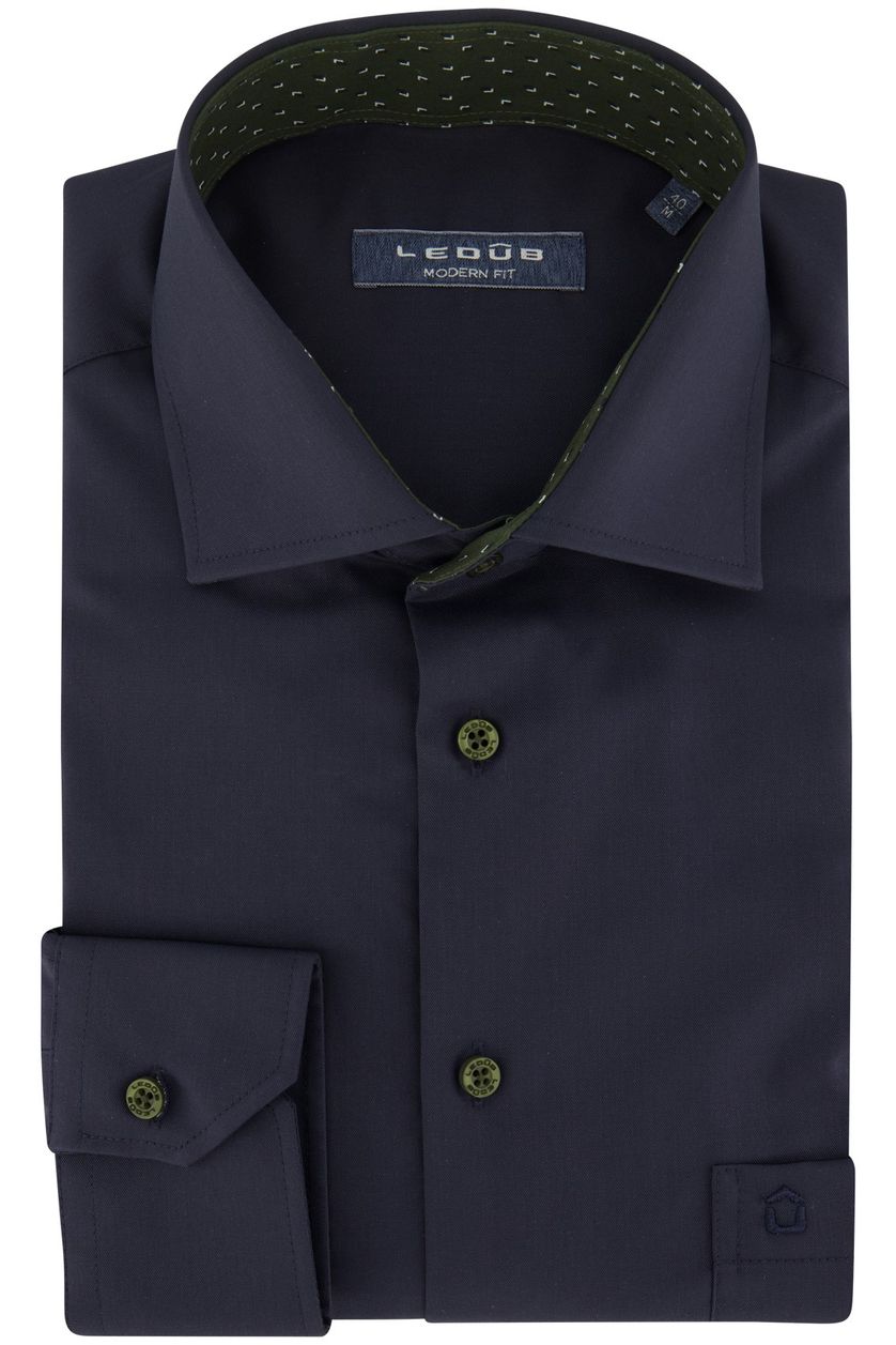 Ledub business overhemd Modern Fit donkerblauw strijkvrij
