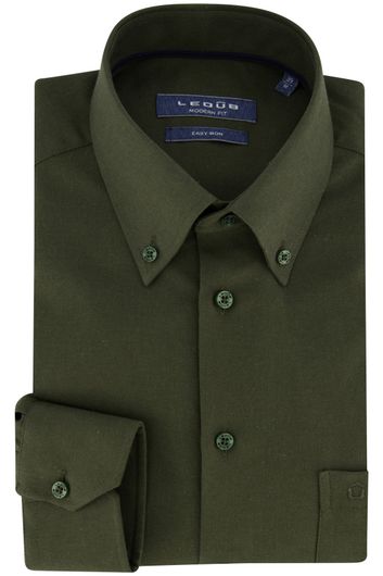 Ledub overhemd normale fit groen effen button-down