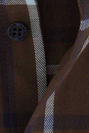 casual overhemd Ledub Modern Fit bruin geruit normale fit 