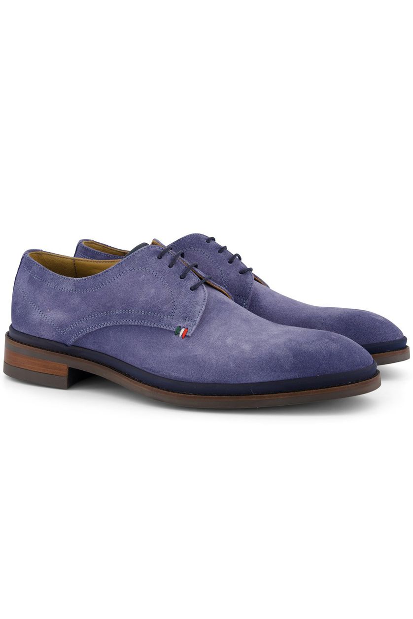 Giorgio nette schoenen blauw effen leer donkerblauwe details