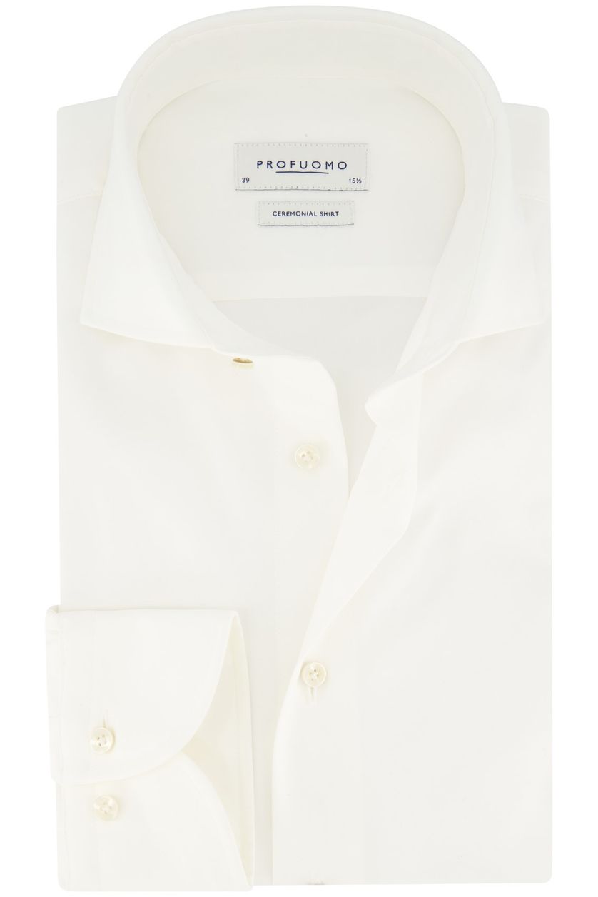 Profuomo overhemd zakelijk slim fit wit effen katoen