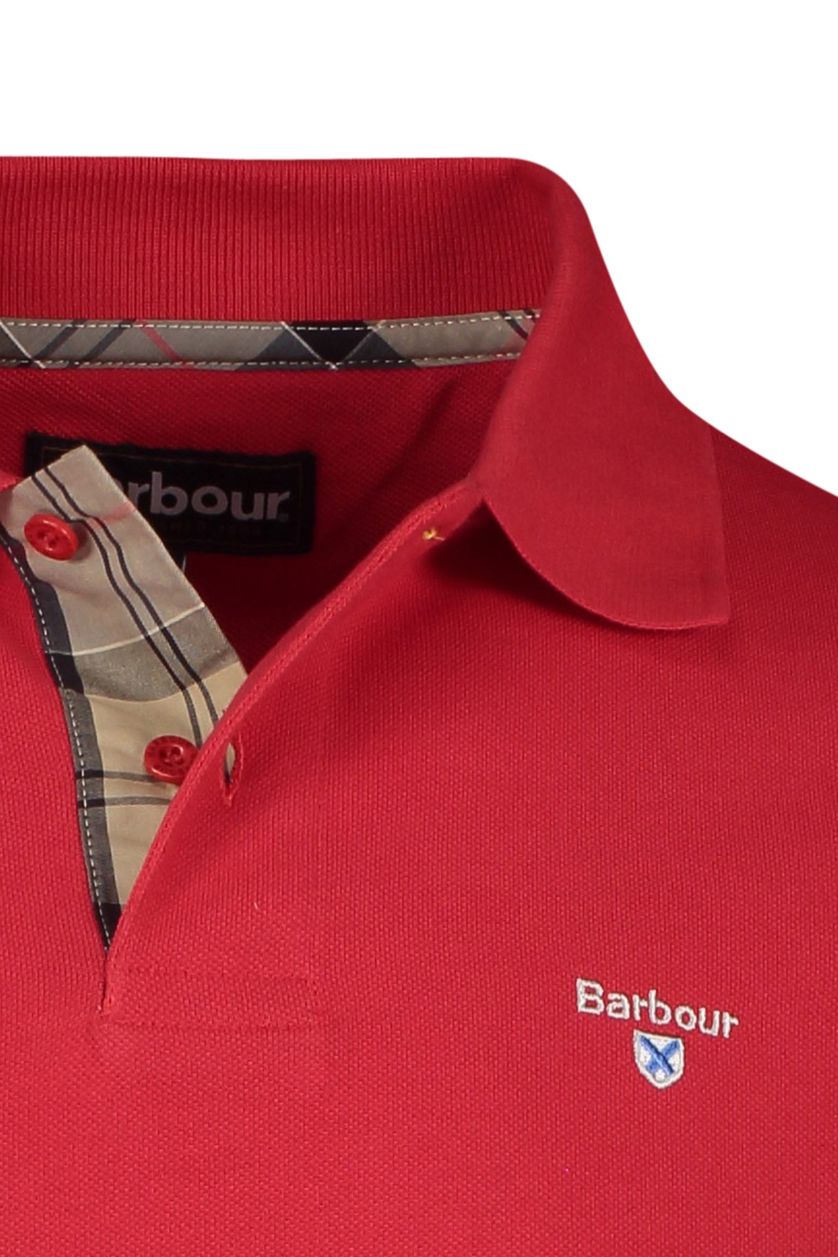 Barbour polo Tartan Pique rood effen ruit detail katoen normale fit