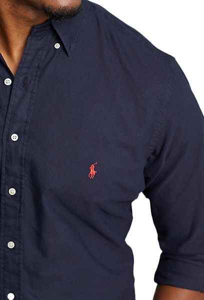 Polo Ralph Lauren Big & Tall overhemd donkerblauw katoen