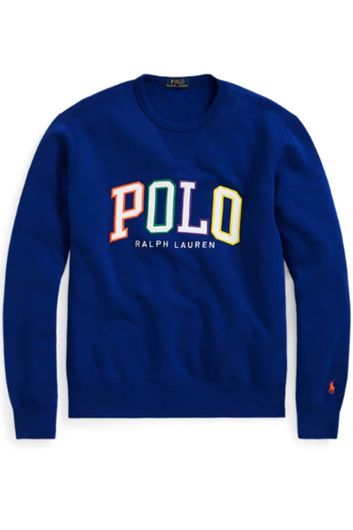 Polo Ralph Lauren sweater ronde hals blauw met print katoen Big & Tall