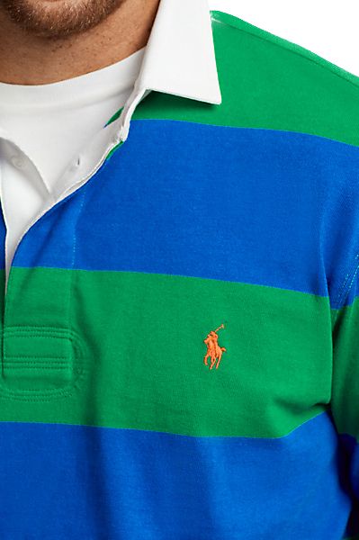 Polo Ralph Lauren trui rugby groen 3 knoops gestreept 100% katoen