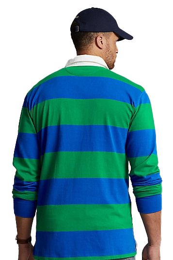 Polo Ralph Lauren trui rugby groen 3 knoops gestreept 100% katoen