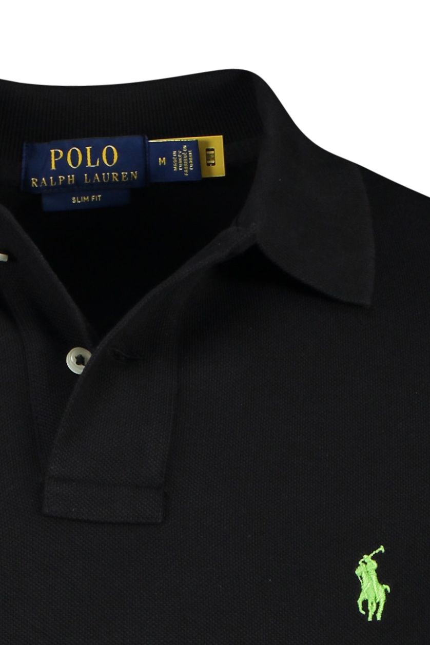 Zwart poloshirt Polo Ralph Lauren slim fit effen katoen