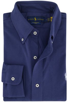 Polo Ralph Lauren casual overhemd Polo Ralph Lauren donkerblauw effen katoen slim fit 