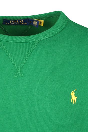Polo Ralph Lauren trui ronde hals groen effen met gele logo