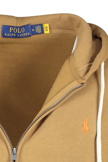 Polo Ralph Lauren vest opstaande kraag beige rits effen met logo