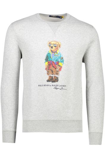 Polo Ralph Lauren sweater Bear ronde hals grijs effen, geprint katoen