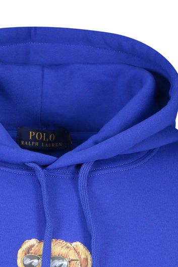 Polo Ralph Lauren sweater hoodie blauw effen, met opdruk