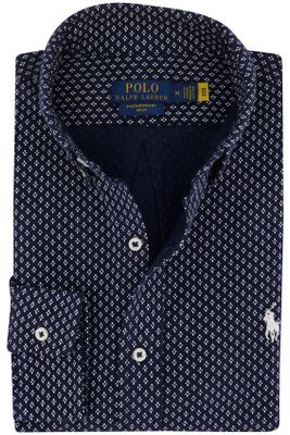 Polo Ralph Lauren casual overhemd Polo Ralph Lauren donkerblauw geprint katoen normale fit 