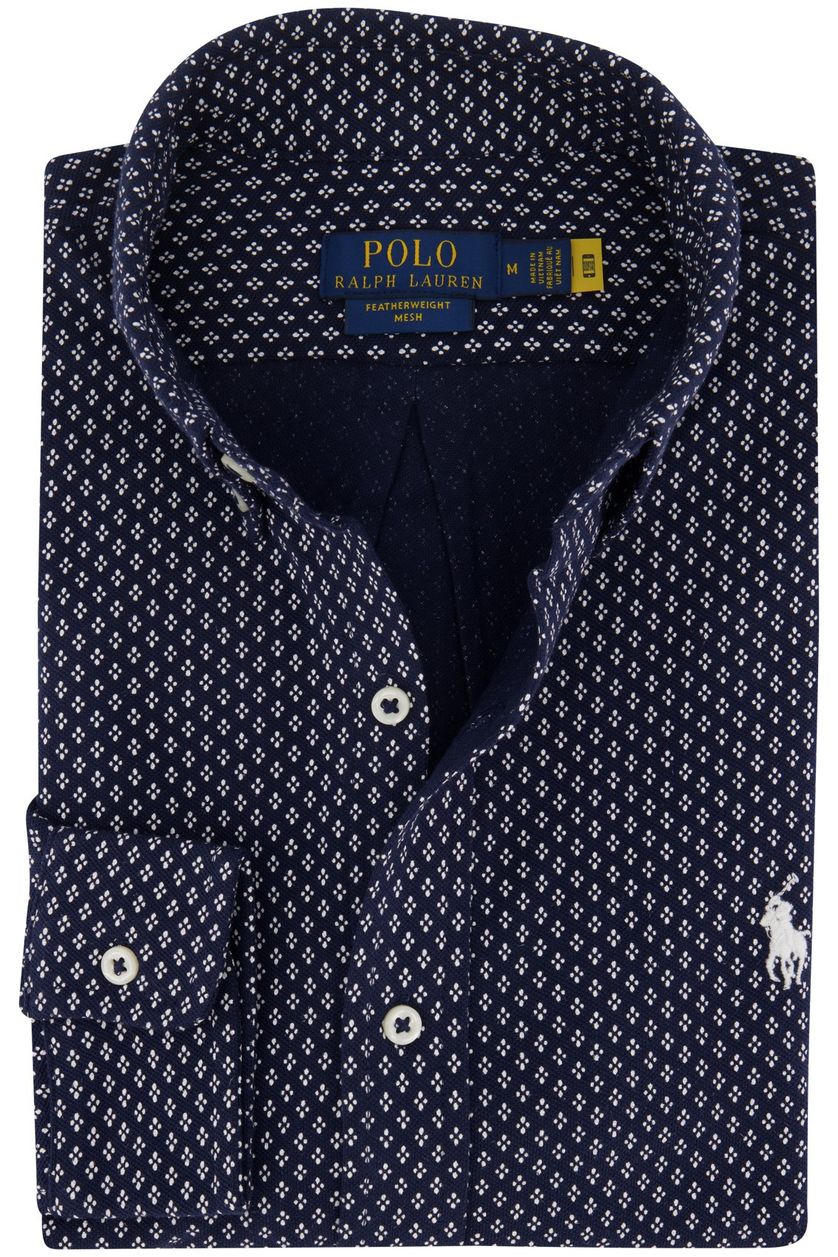 Polo Ralph Lauren casual overhemd donkerblauw geprint 100% katoen normale fit