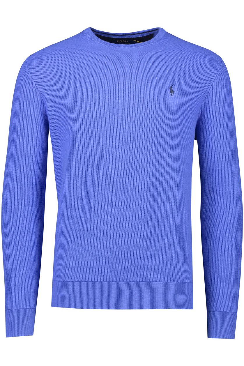 Polo Ralph Lauren trui blauw met logo effen katoen ronde hals 