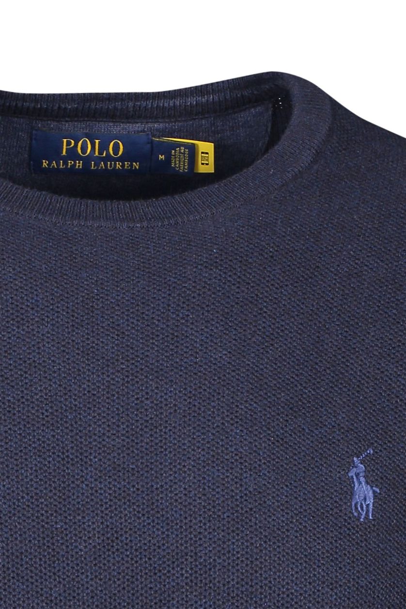 Polo Ralph Lauren trui donkerblauw effen 100% katoen ronde hals 