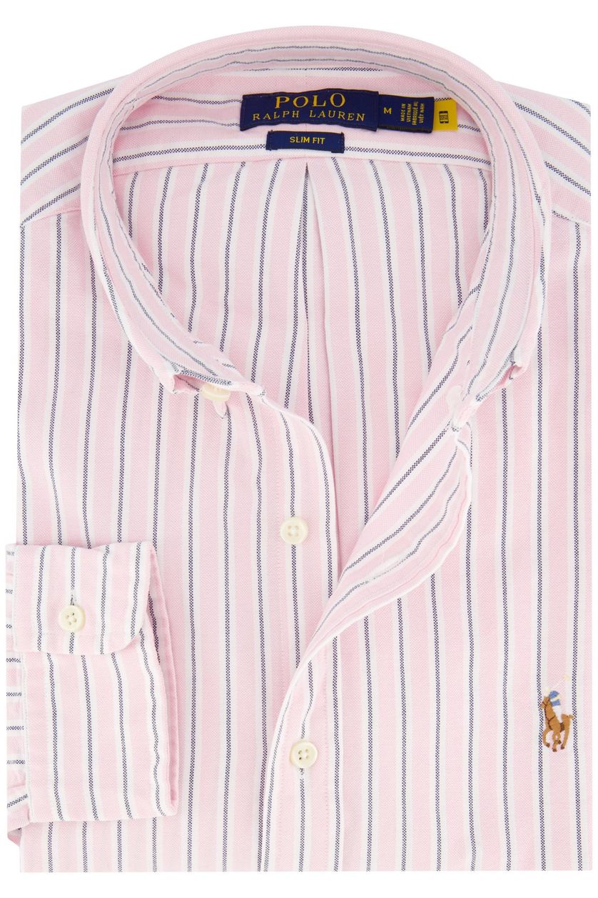 Slim fit overhemd Polo Ralph Lauren casual roze gestreept katoen