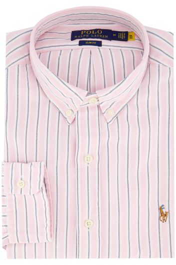 Polo Ralph Lauren overhemd casual slim fit roze gestreept katoen