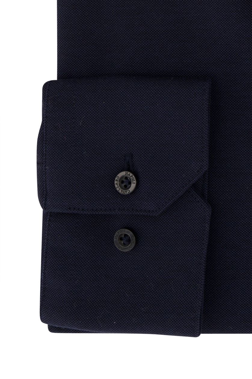 Cavallaro business overhemd donkerblauw effen flanel slim fit