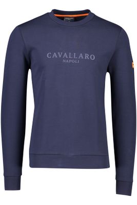 Cavallaro Cavallaro sweater WK collectie donkerblauw effen katoen ronde hals 