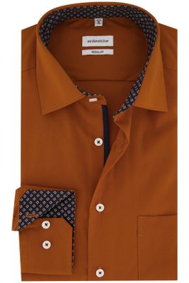 Seidensticker Seidensticker business overhemd Regular bruin effen katoen normale fit strijkvrij